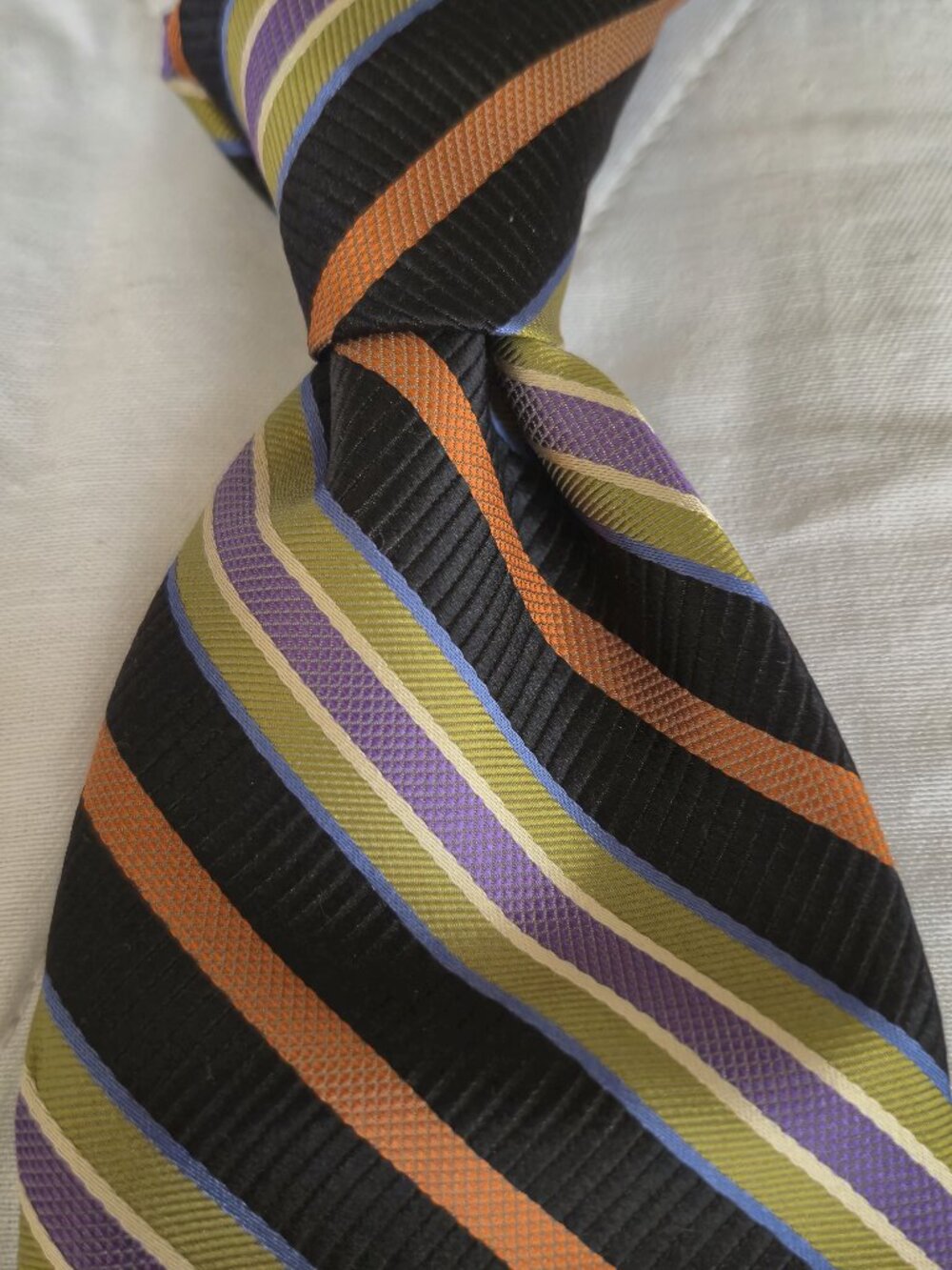 NWT Altea Multicolor Stripes Repp Silk Tie Made In Italy $98